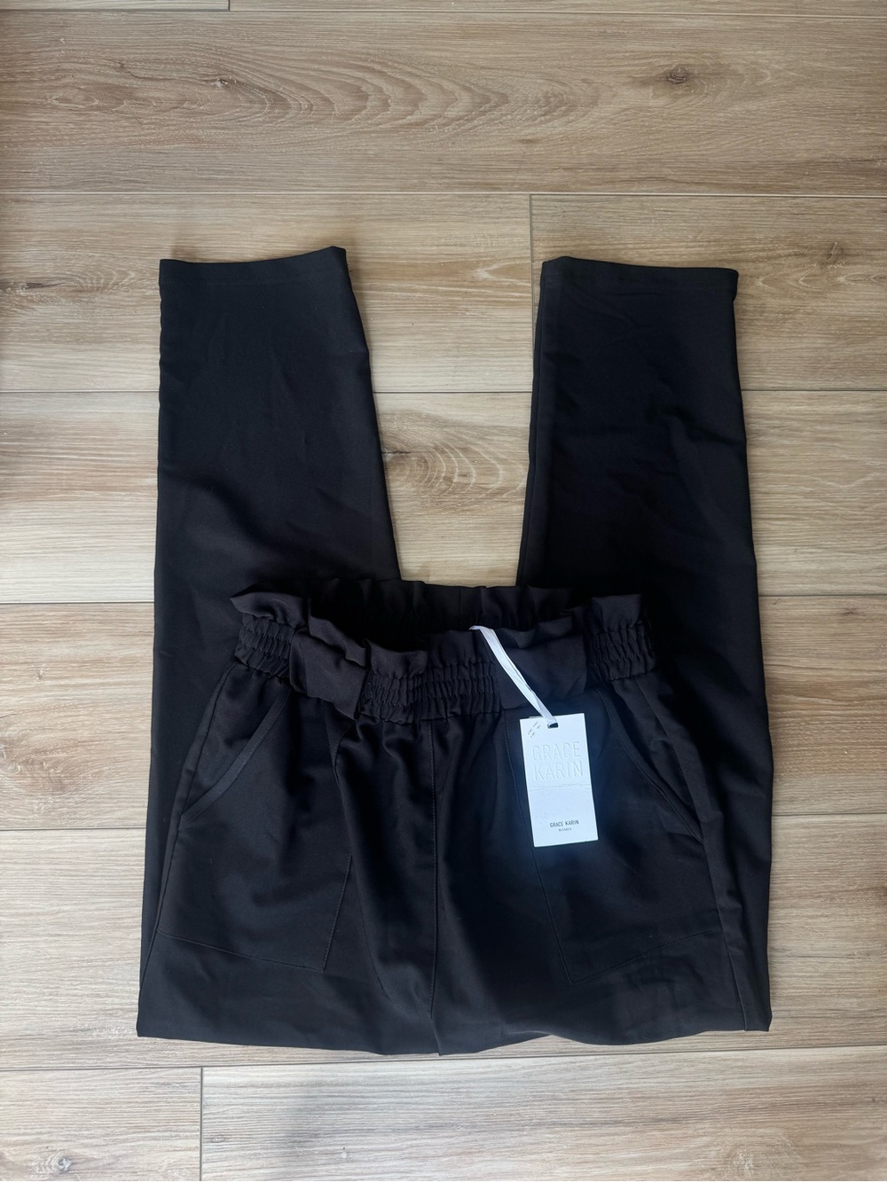 Black Paperbag Waist trousers
